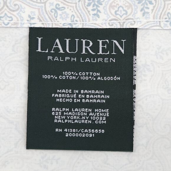 Ralph Lauren Flat Fitted Sheet Set FULL Pastel Blue Extra Deep 18" Scroll EUC - Picture 6 of 7